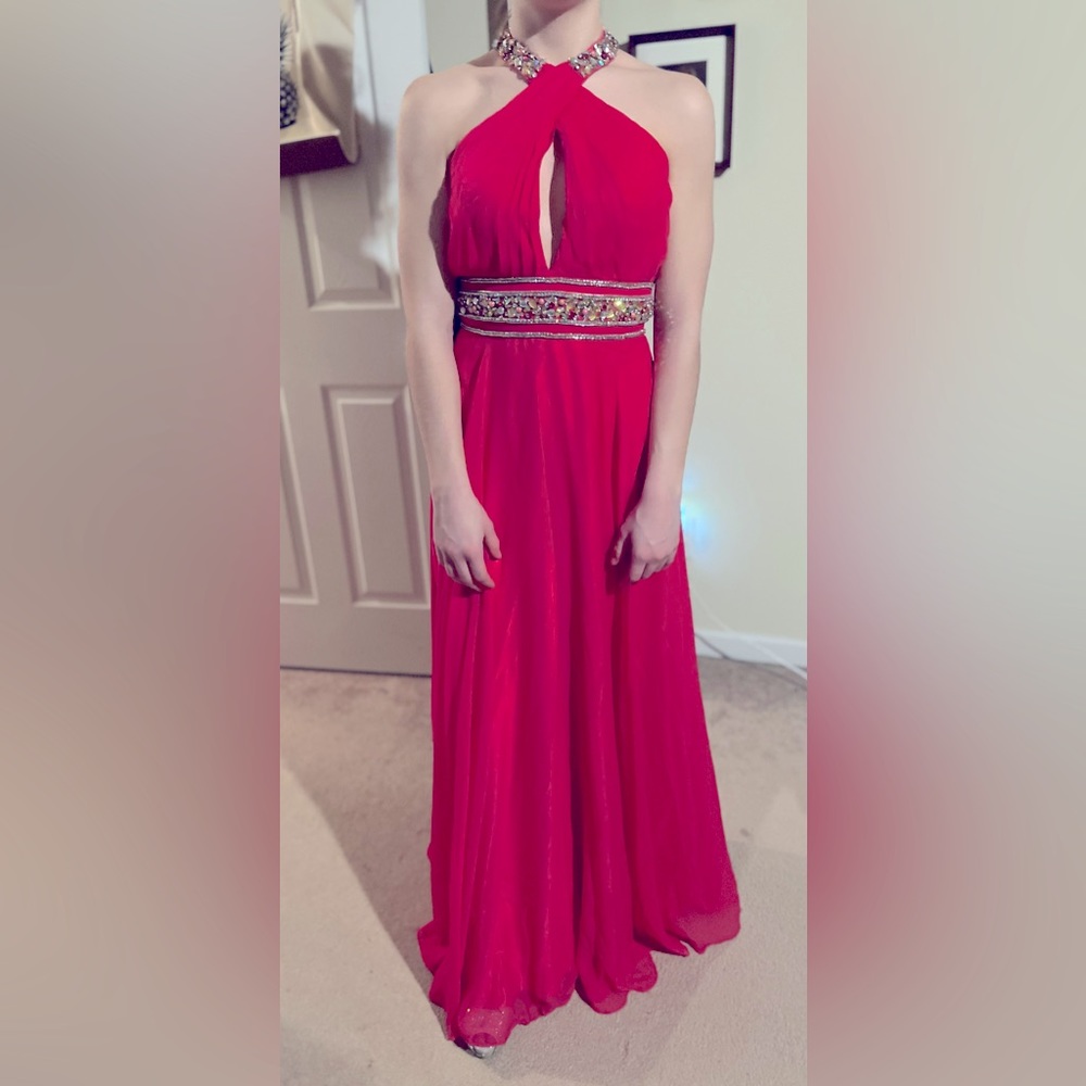 Beaded and Sequined Halter Gown